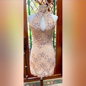 Nurielle Haute Couture light yellow embroidered mini with crystals. Size S. New